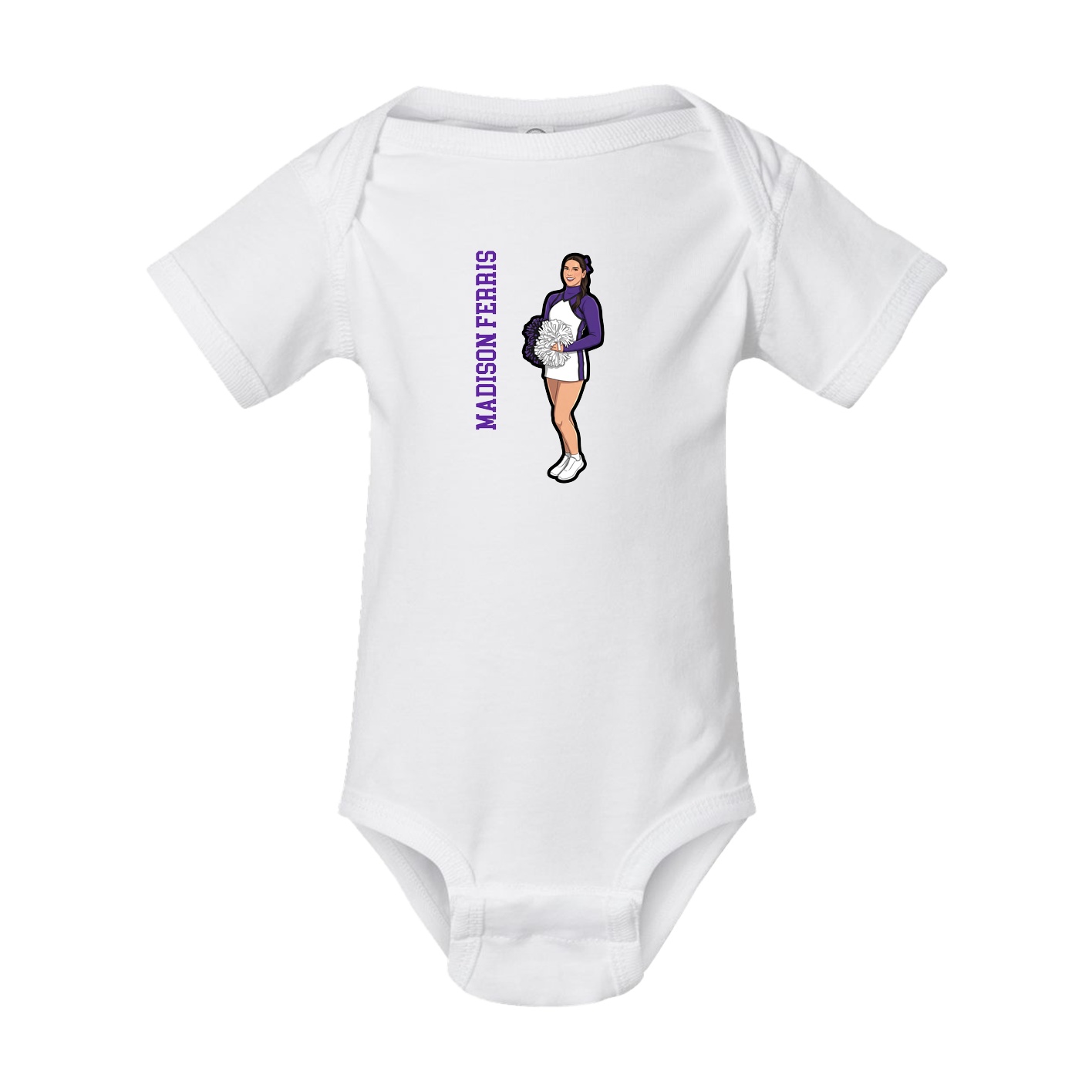 Baby Onesie — Name Vertical in White