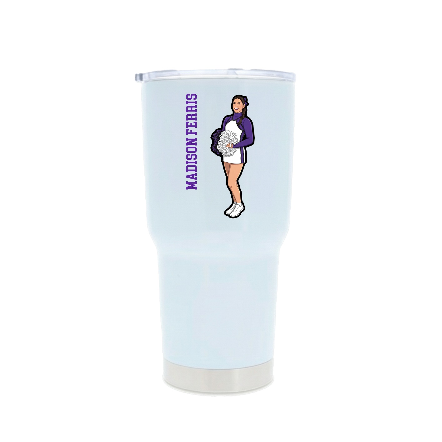 30oz Stainless Steel Tumbler — Name Vertical in White