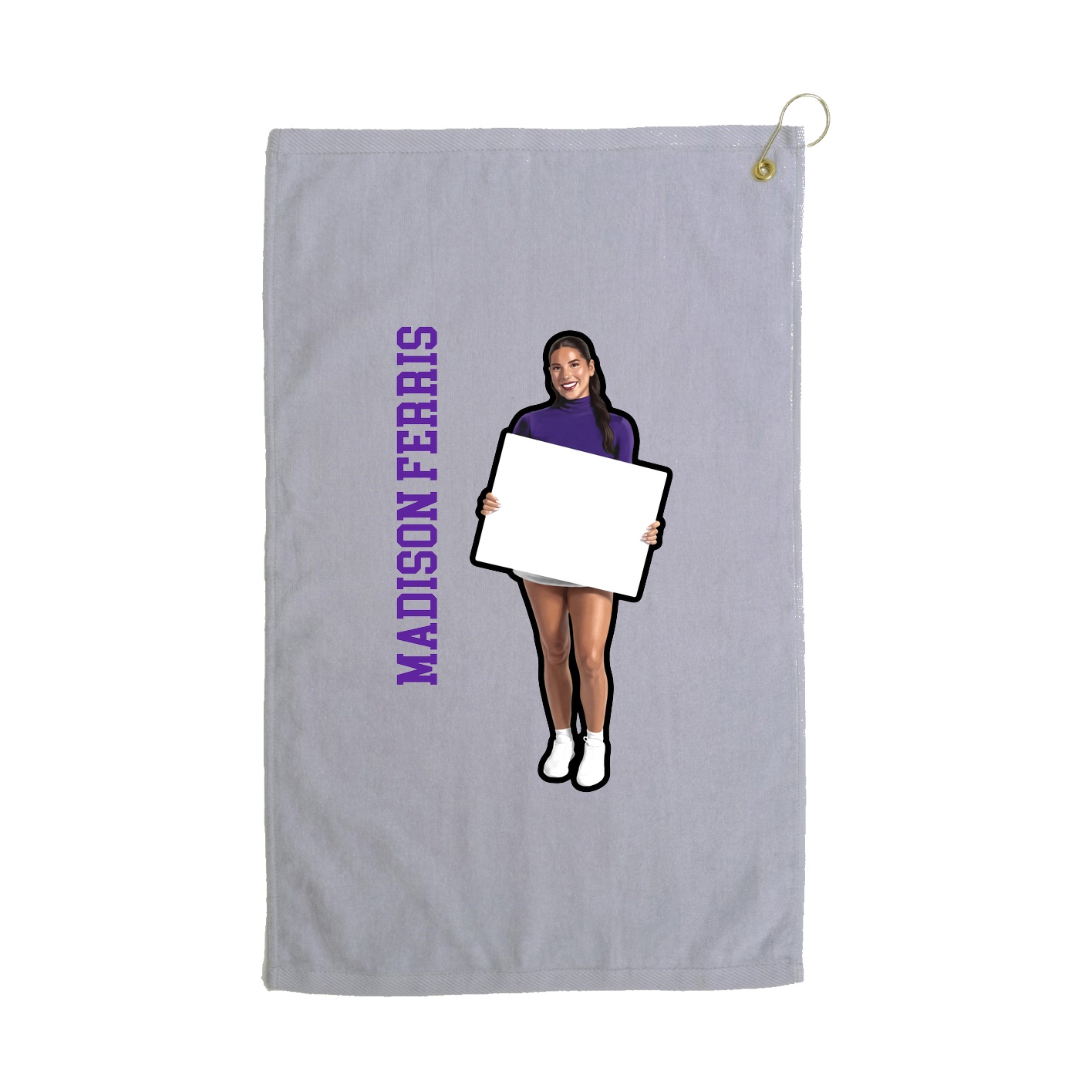 Golf Towel — Name Vertical in Grey
