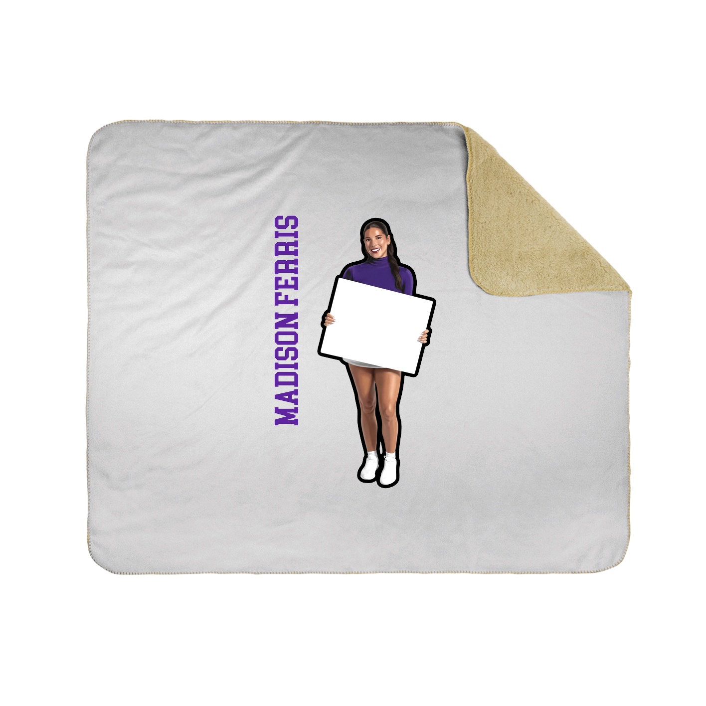 Throw Blanket — Name Vertical in White