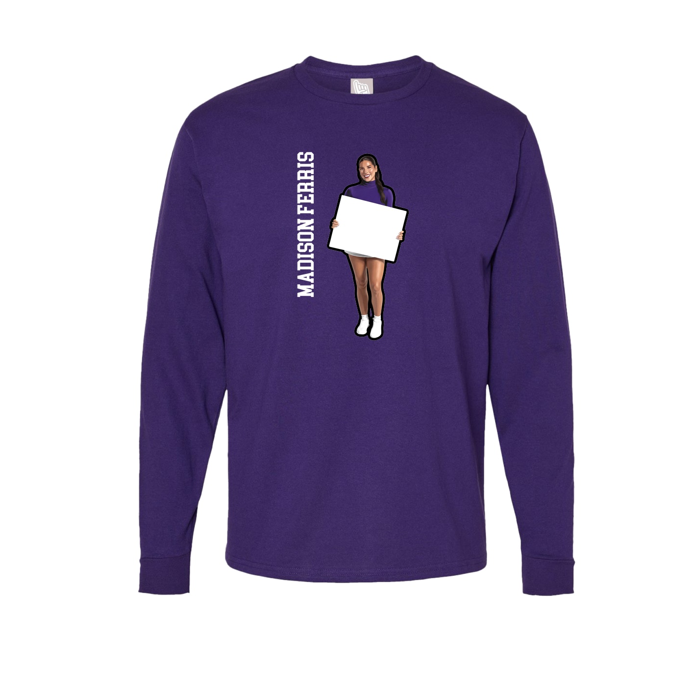 Long Sleeve Tee — Name Vertical in Purple