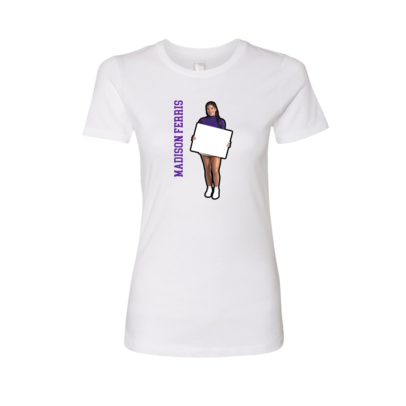 Fitted Women's Tee — Name Vertical in White