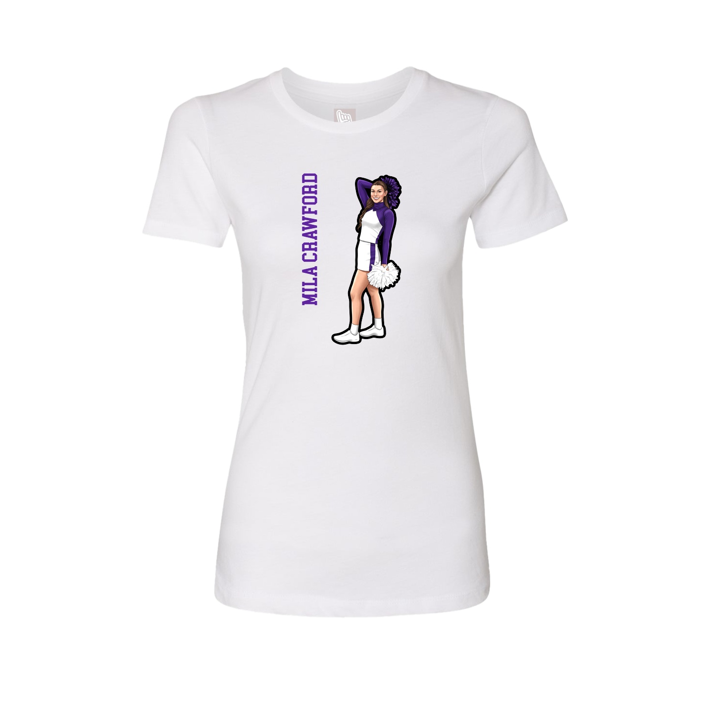 Fitted Women's Tee — Name Vertical in White