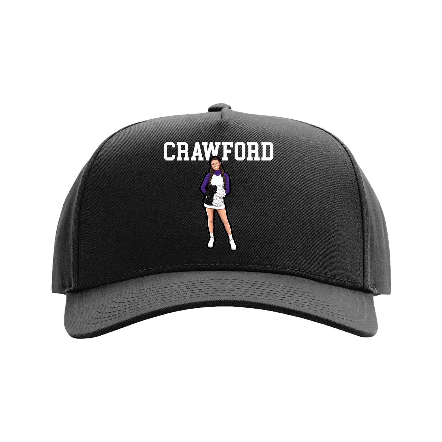 Full Fabric Five-Panel Champ Cap — Shirsey in Black