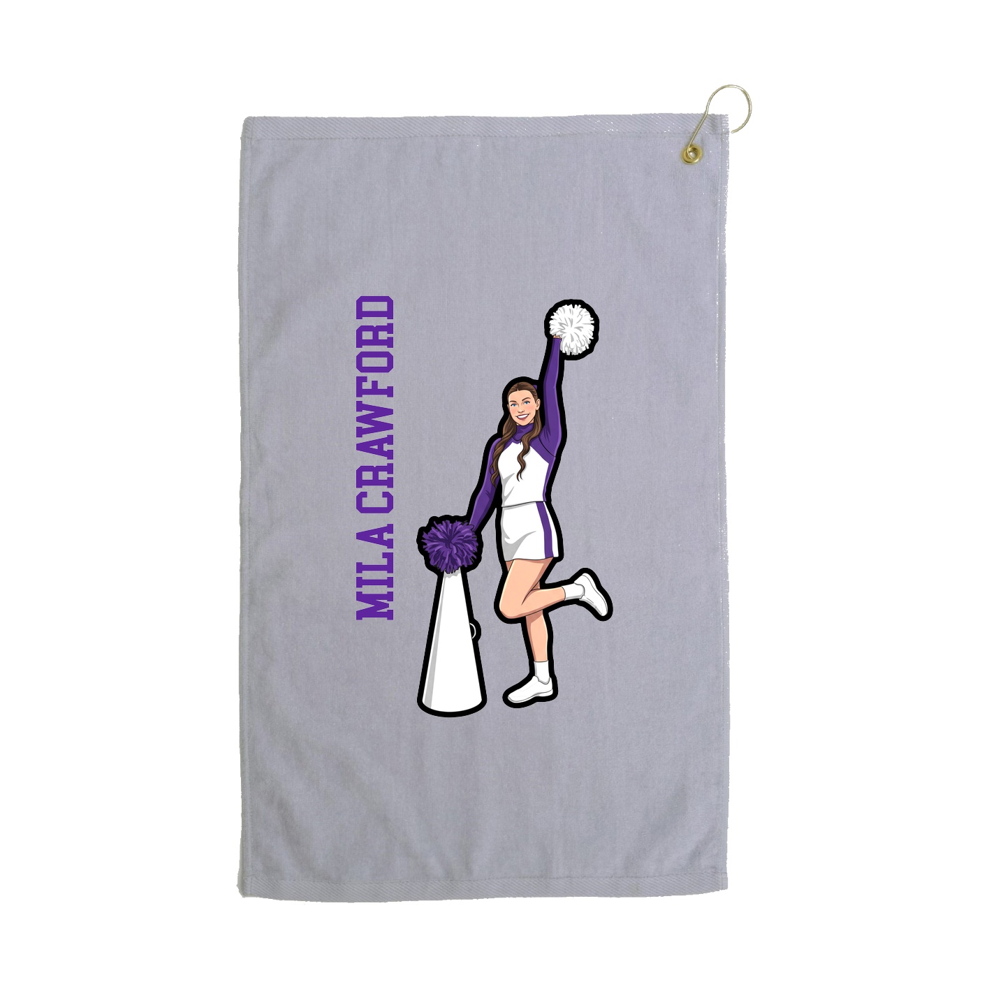 Golf Towel — Name Vertical in Grey