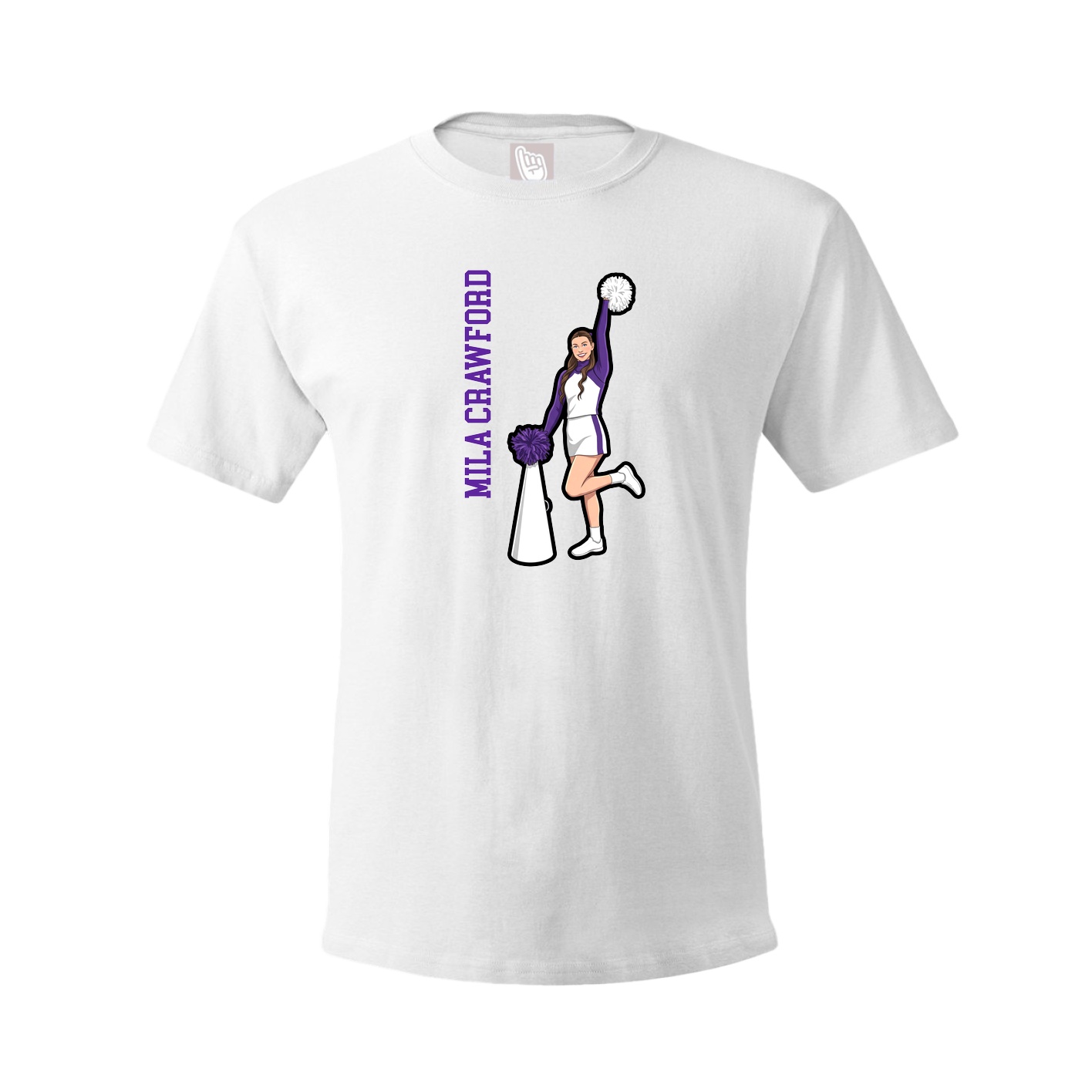 Youth Tee — Name Vertical in White