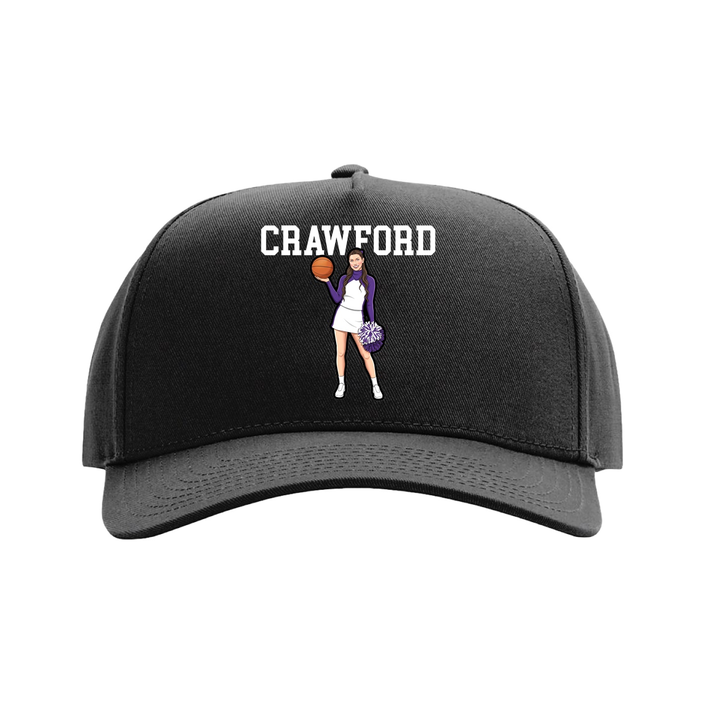 Full Fabric Five-Panel Champ Cap — Shirsey in Black