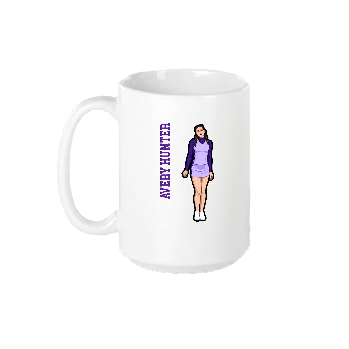 15oz Coffee Mug — Name Vertical in White