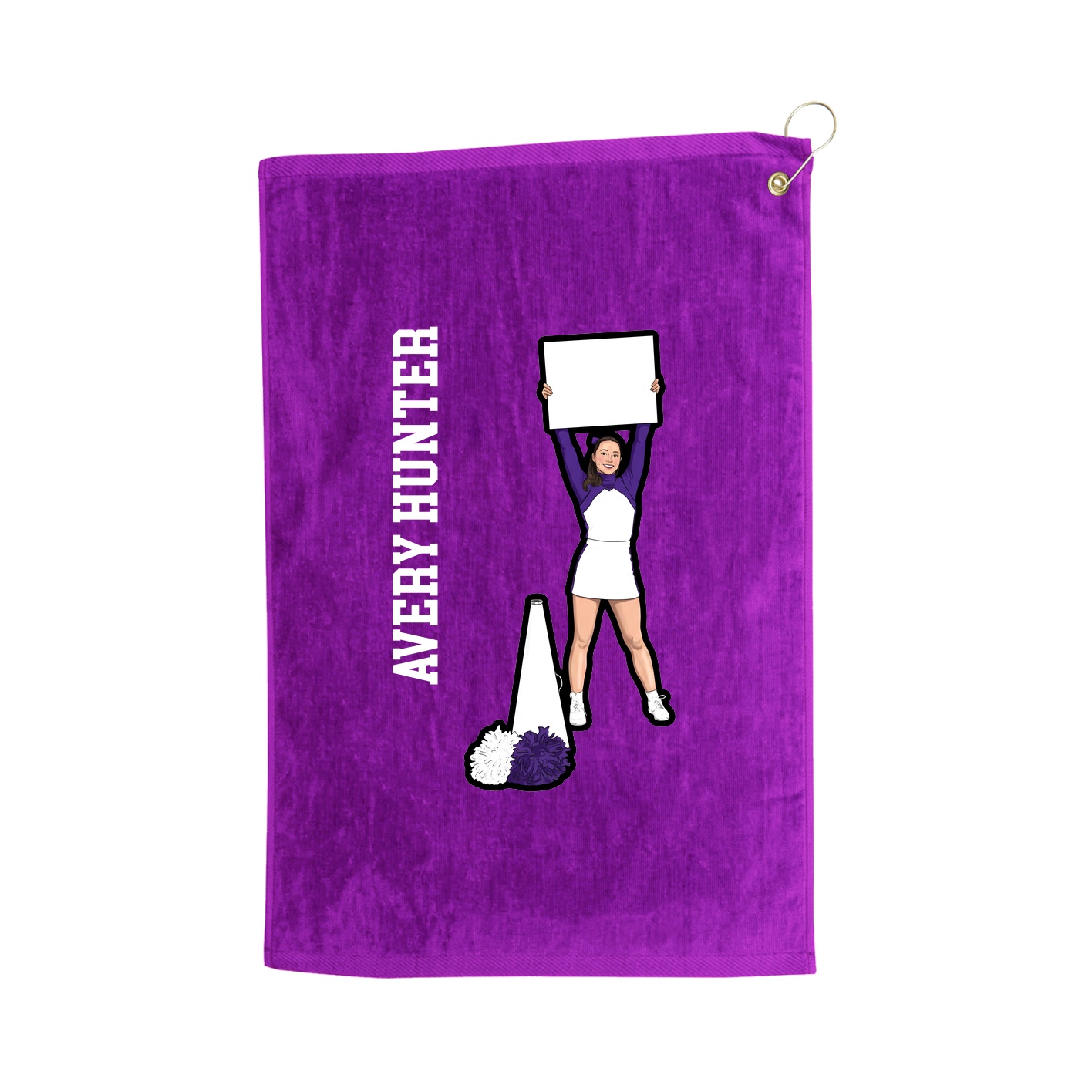 Golf Towel — Name Vertical in Purple