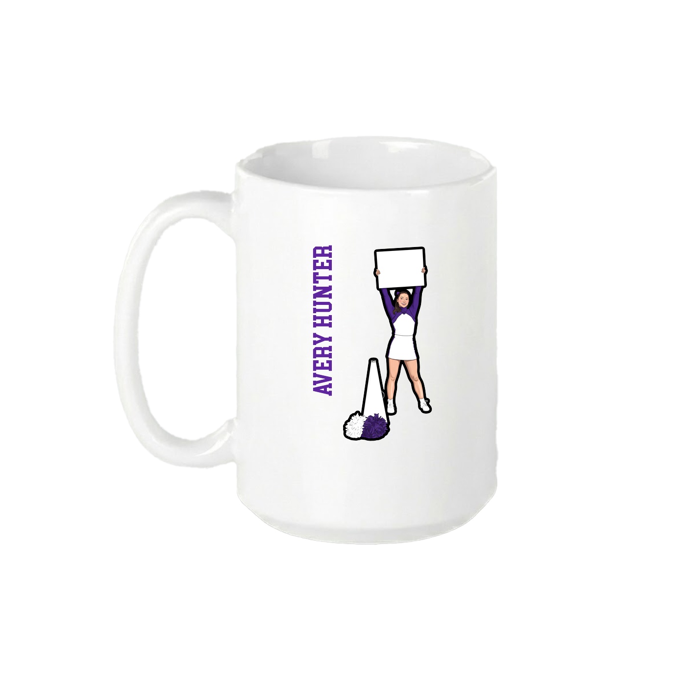 15oz Coffee Mug — Name Vertical in White