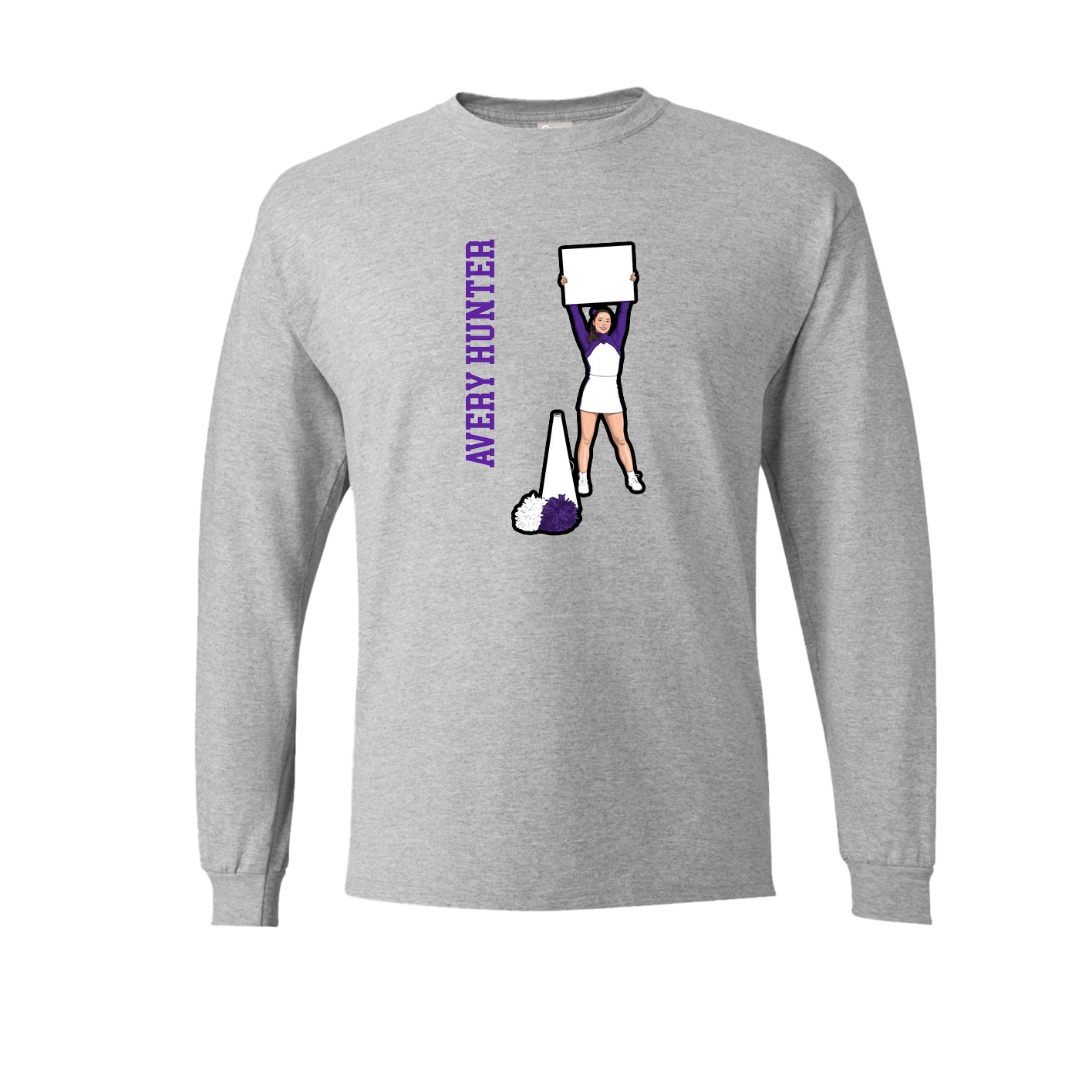 Long Sleeve Tee — Name Vertical in Grey