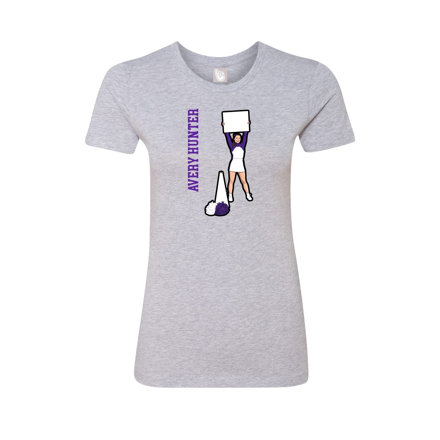 Womens Tee — Name Vertical in Grey