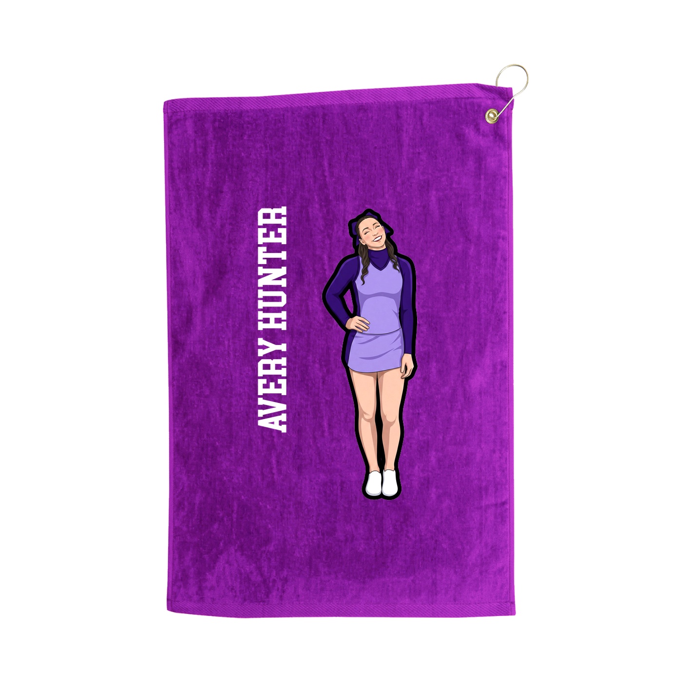 Golf Towel — Name Vertical in Purple