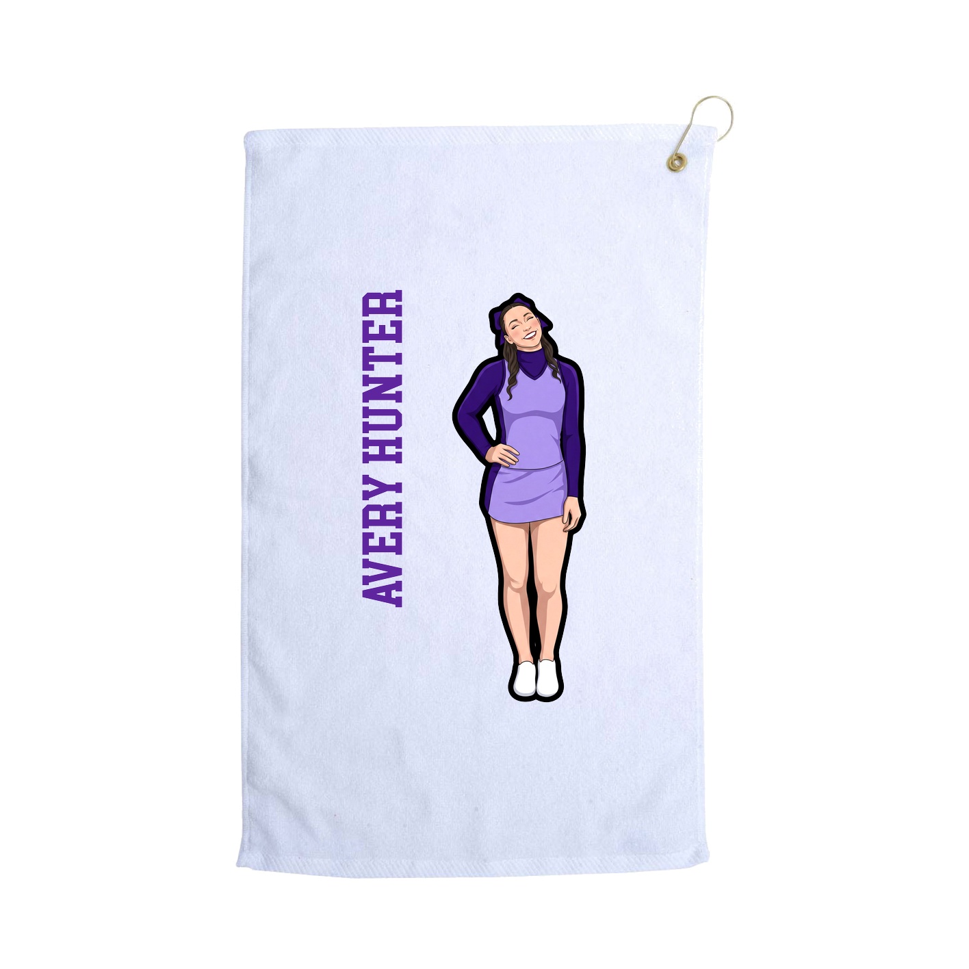 Golf Towel — Name Vertical in White