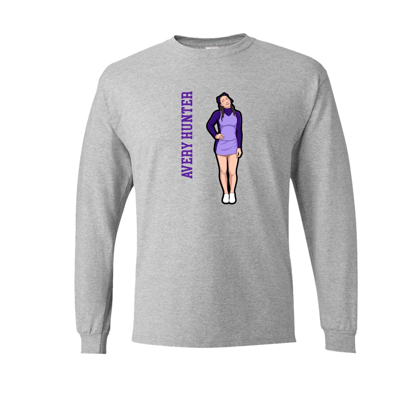 Long Sleeve Tee — Name Vertical in Grey