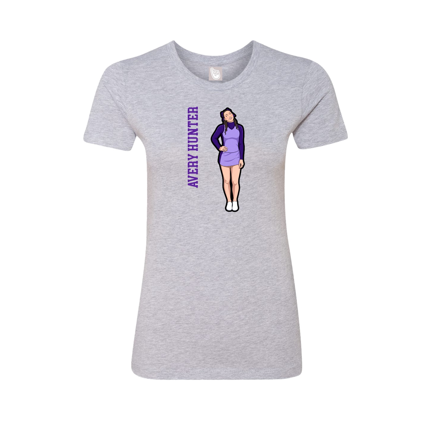 Womens Tee — Name Vertical in Grey