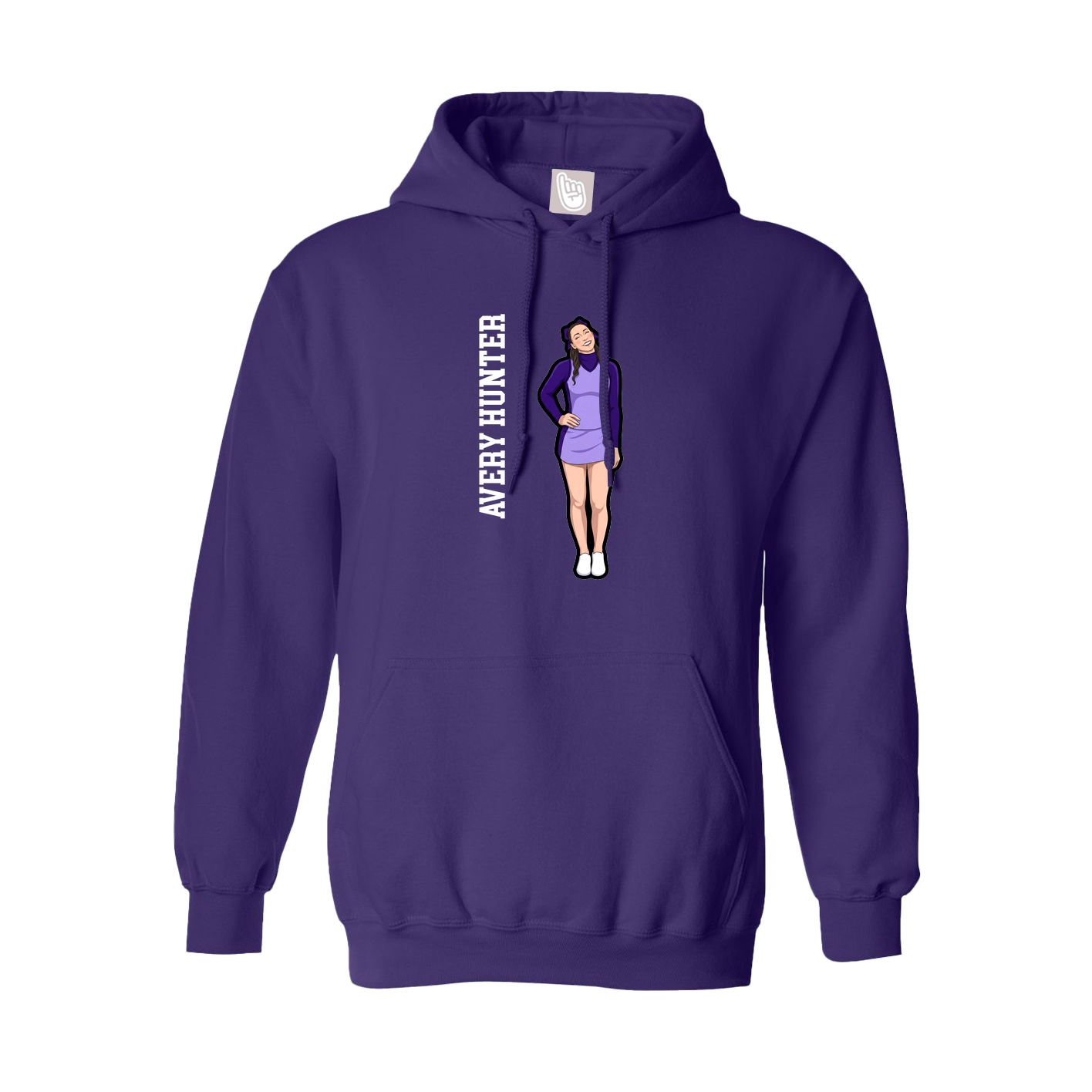 Hoodie — Name Vertical in Purple