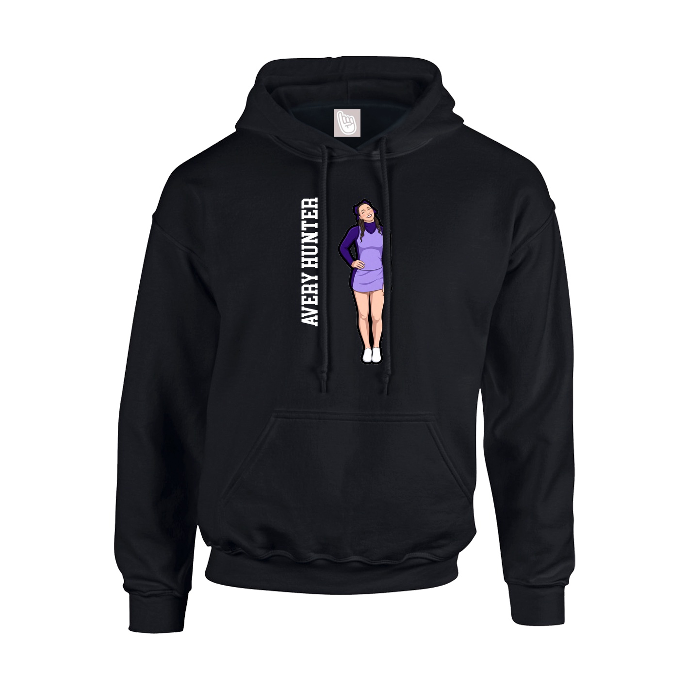 Youth Hoodie — Name Vertical in Black