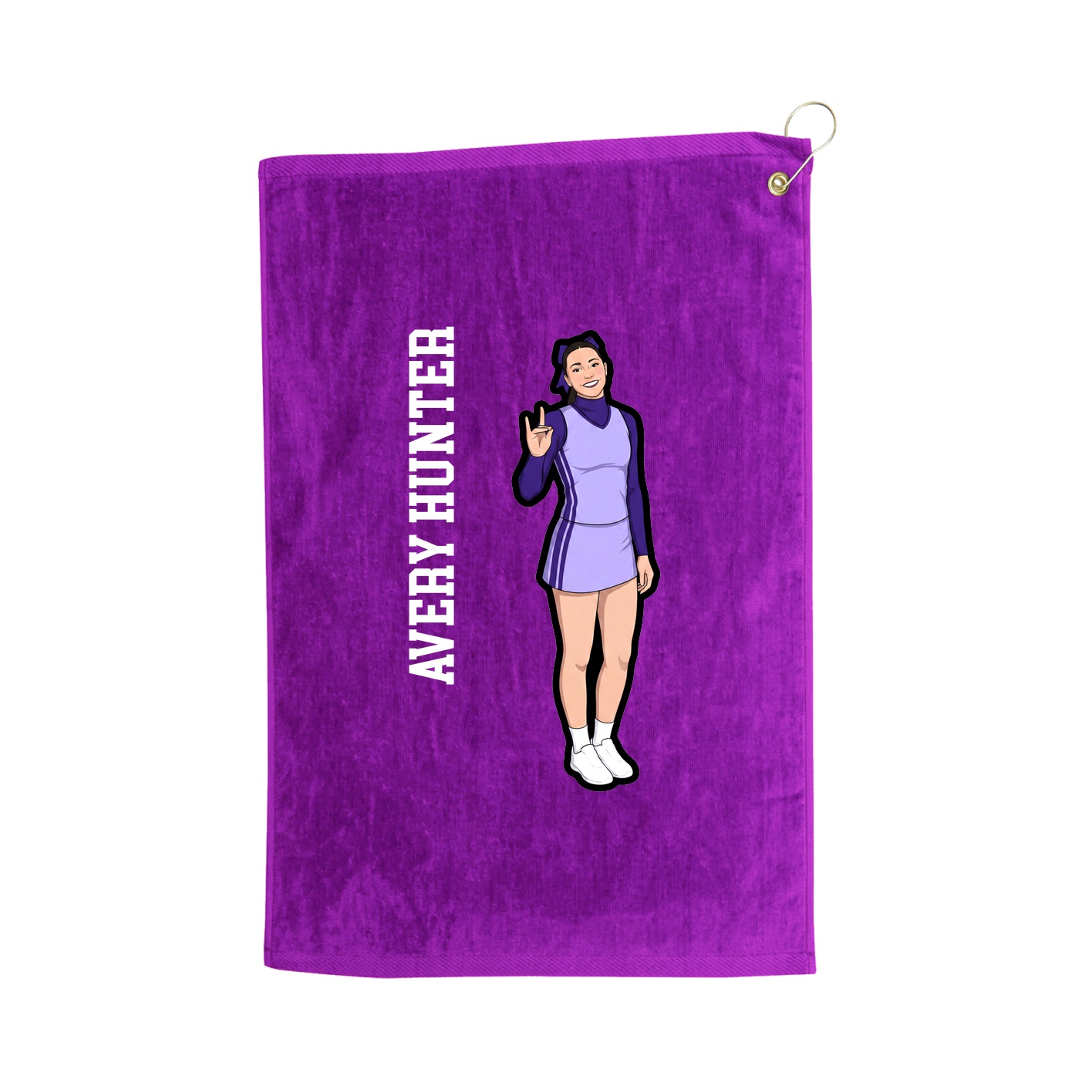 Golf Towel — Name Vertical in Purple