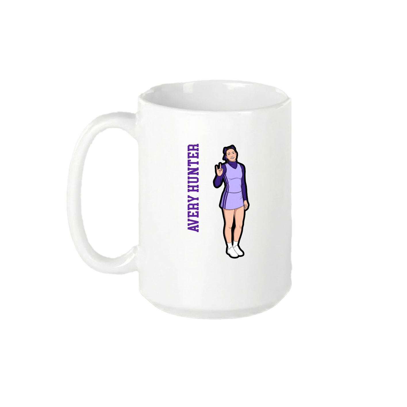 15oz Coffee Mug — Name Vertical in White