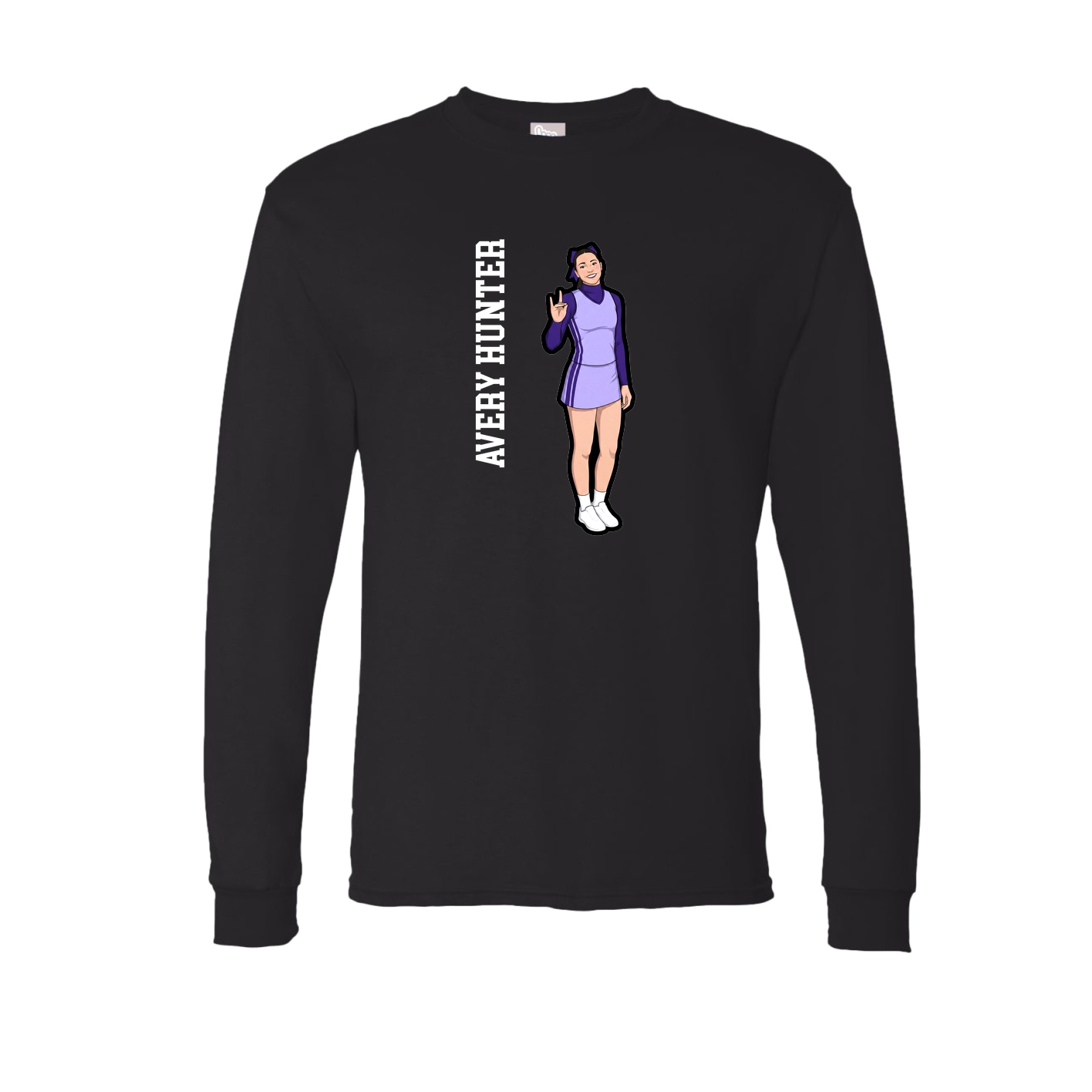 Long Sleeve Tee — Name Vertical in Black
