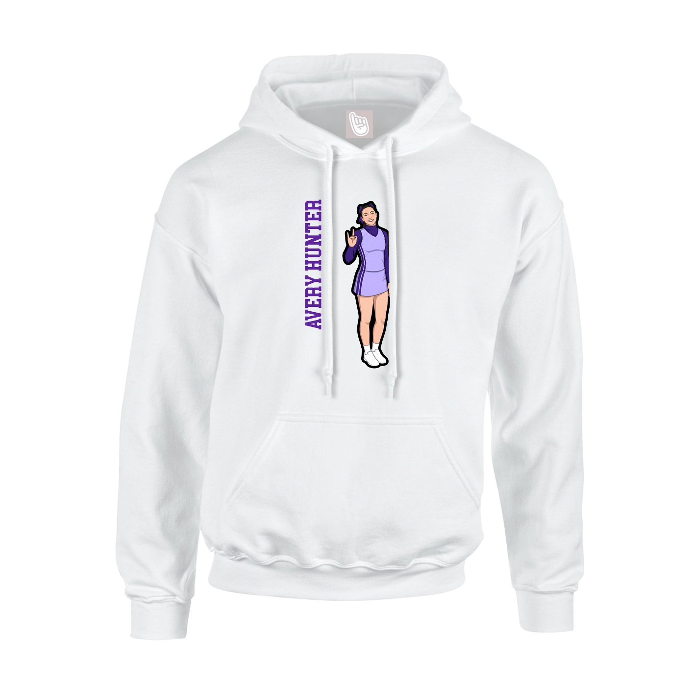 Youth Hoodie — Name Vertical in White