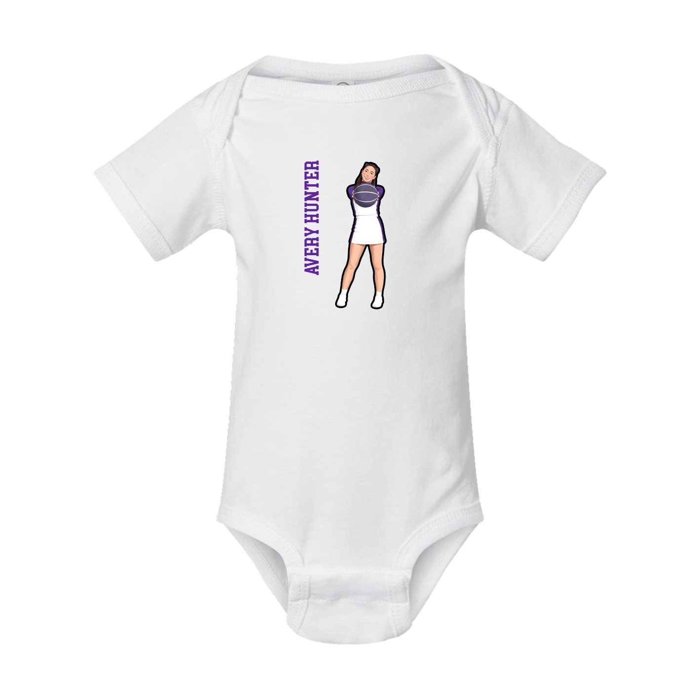 Baby Onesie — Name Vertical in White