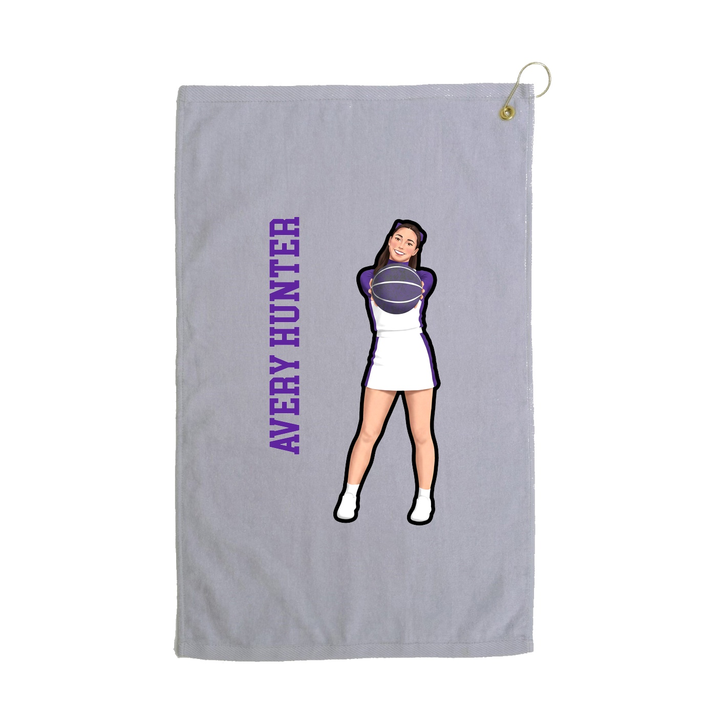 Golf Towel — Name Vertical in Grey