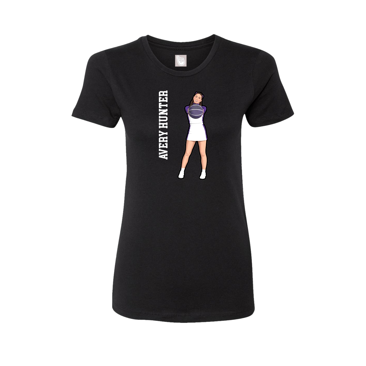 Womens Tee — Name Vertical in Black