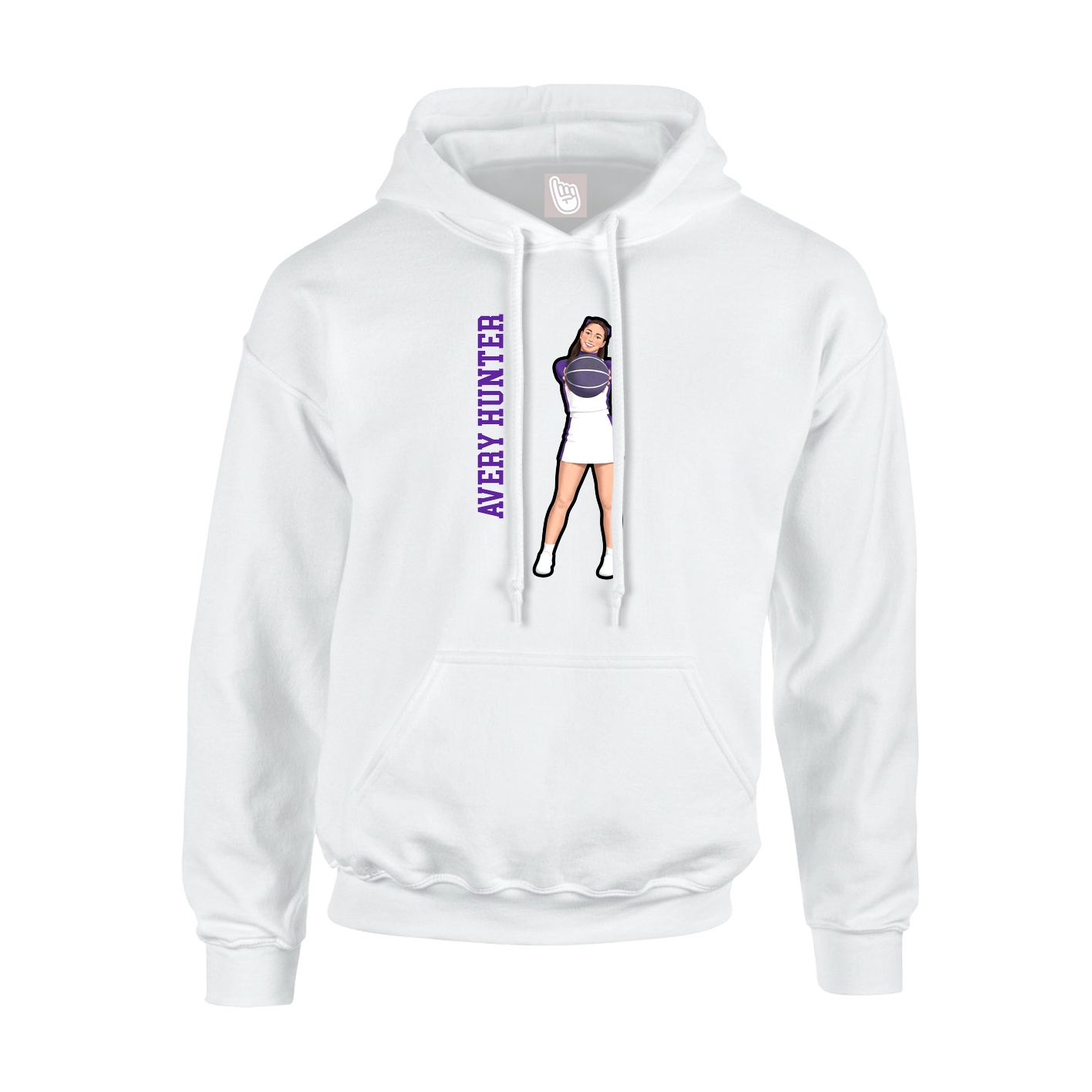 Youth Hoodie — Name Vertical in White