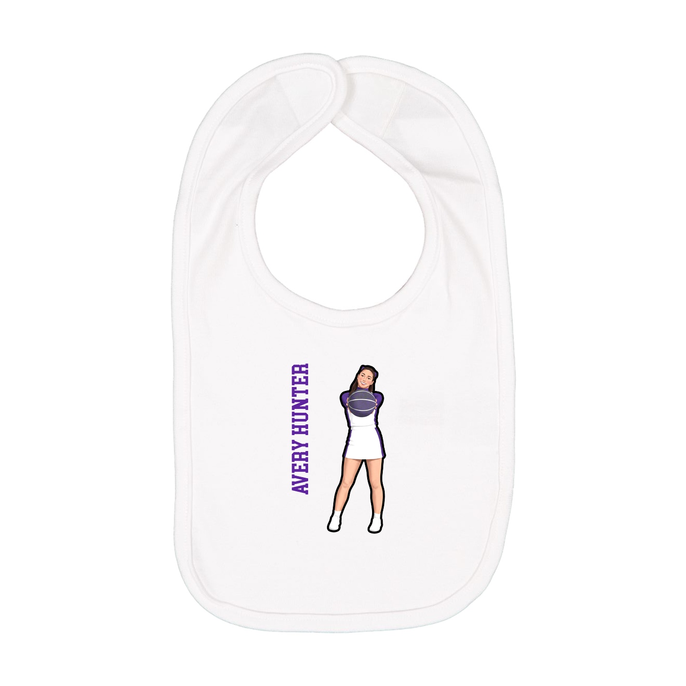 Infant Bib — Name Vertical in White
