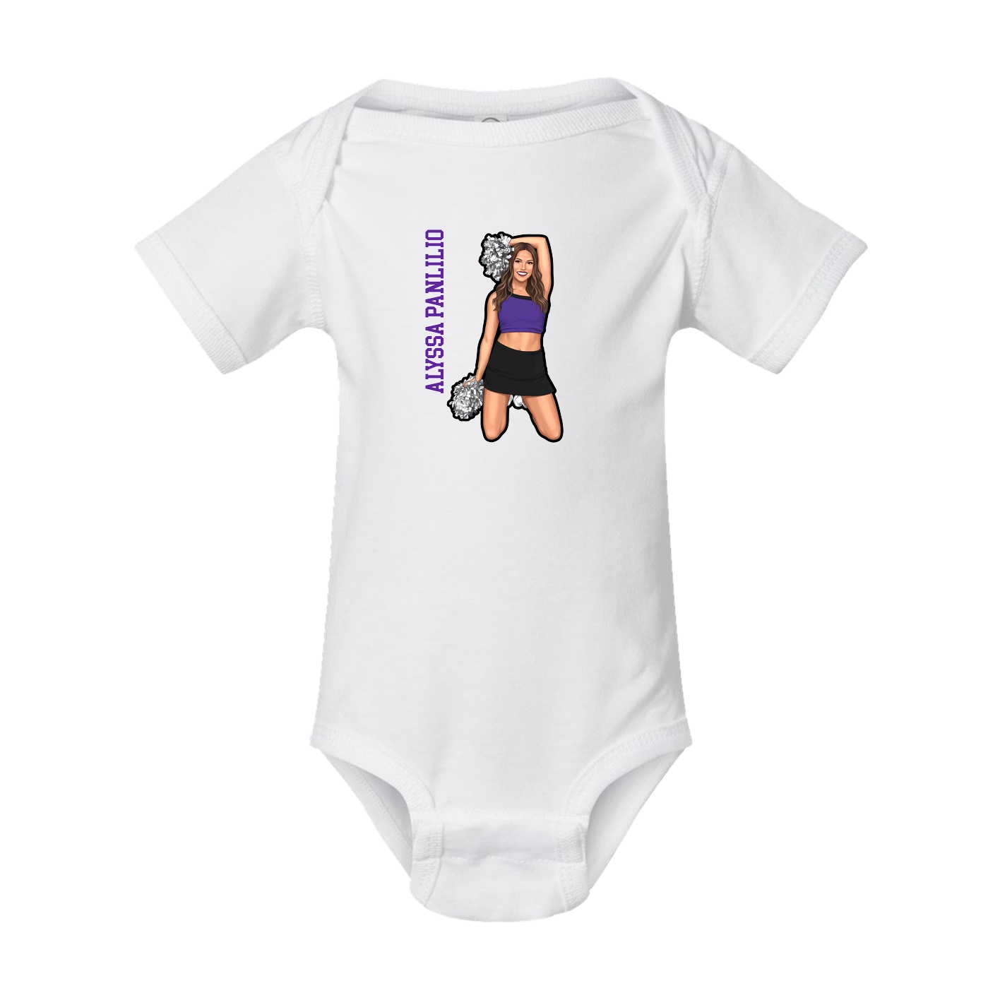 Baby Onesie — Name Vertical in White