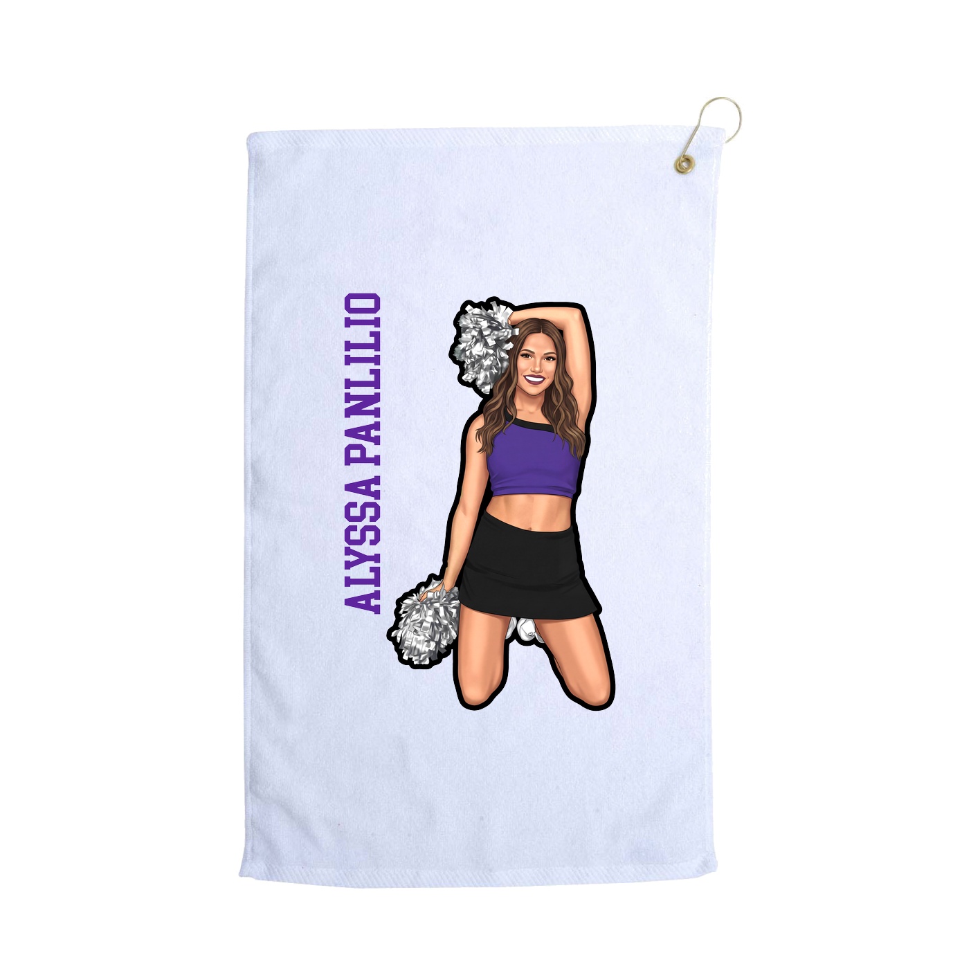 Golf Towel — Name Vertical in White