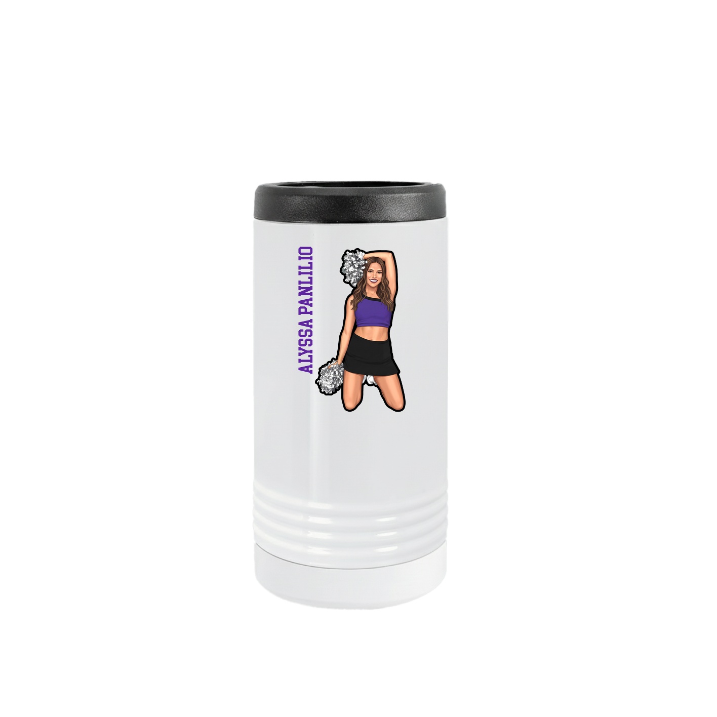 Slim Beverage Holder — Name Vertical in White