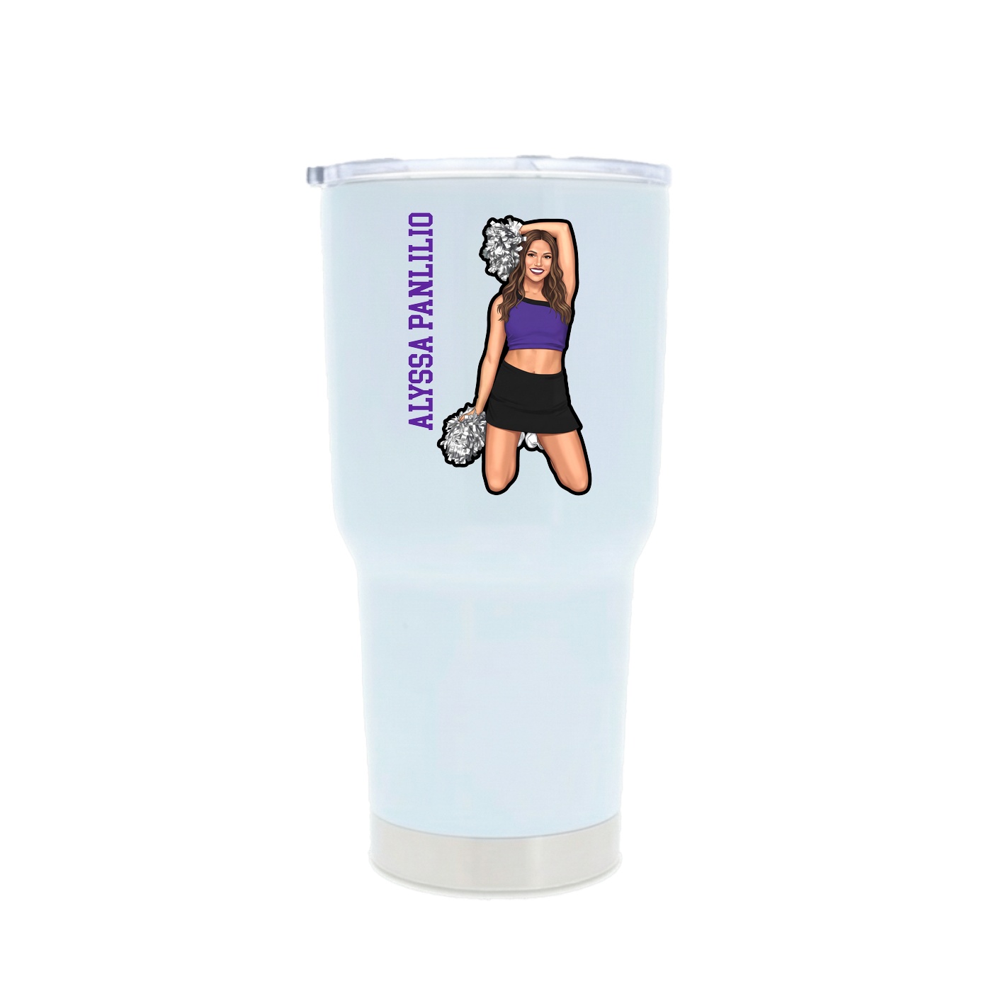 30oz Stainless Steel Tumbler — Name Vertical in White