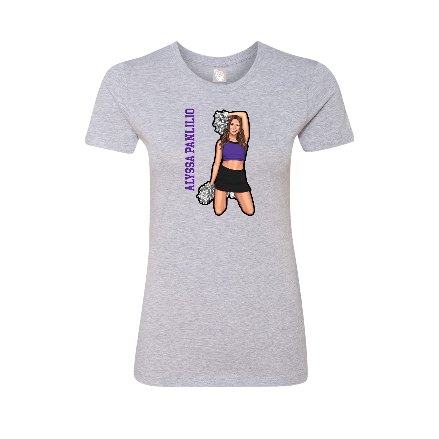 Fitted Women's Tee — Name Vertical in Grey