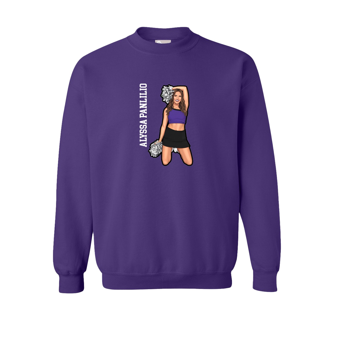 Fleece Crew — Name Vertical in Purple