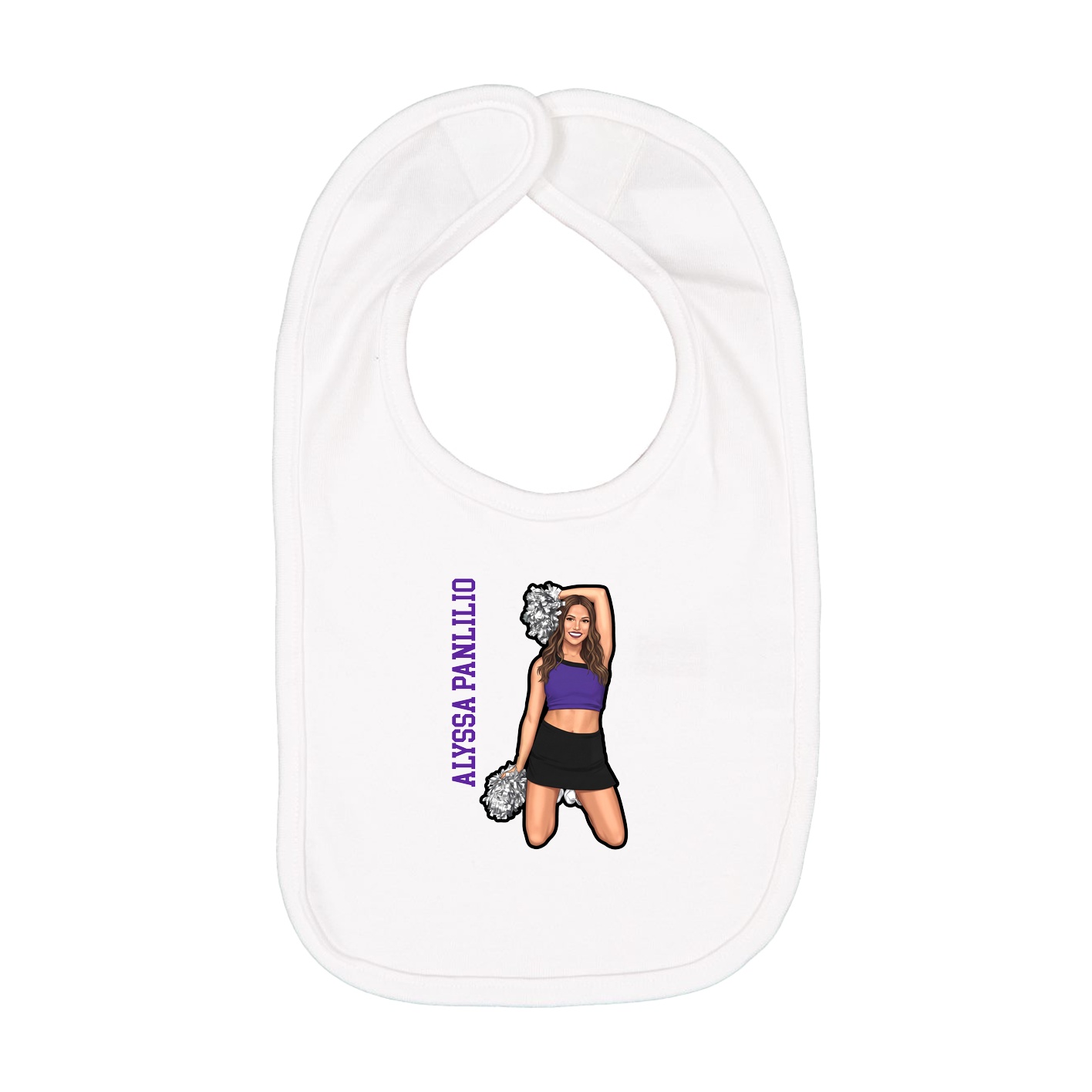 Infant Bib — Name Vertical in White
