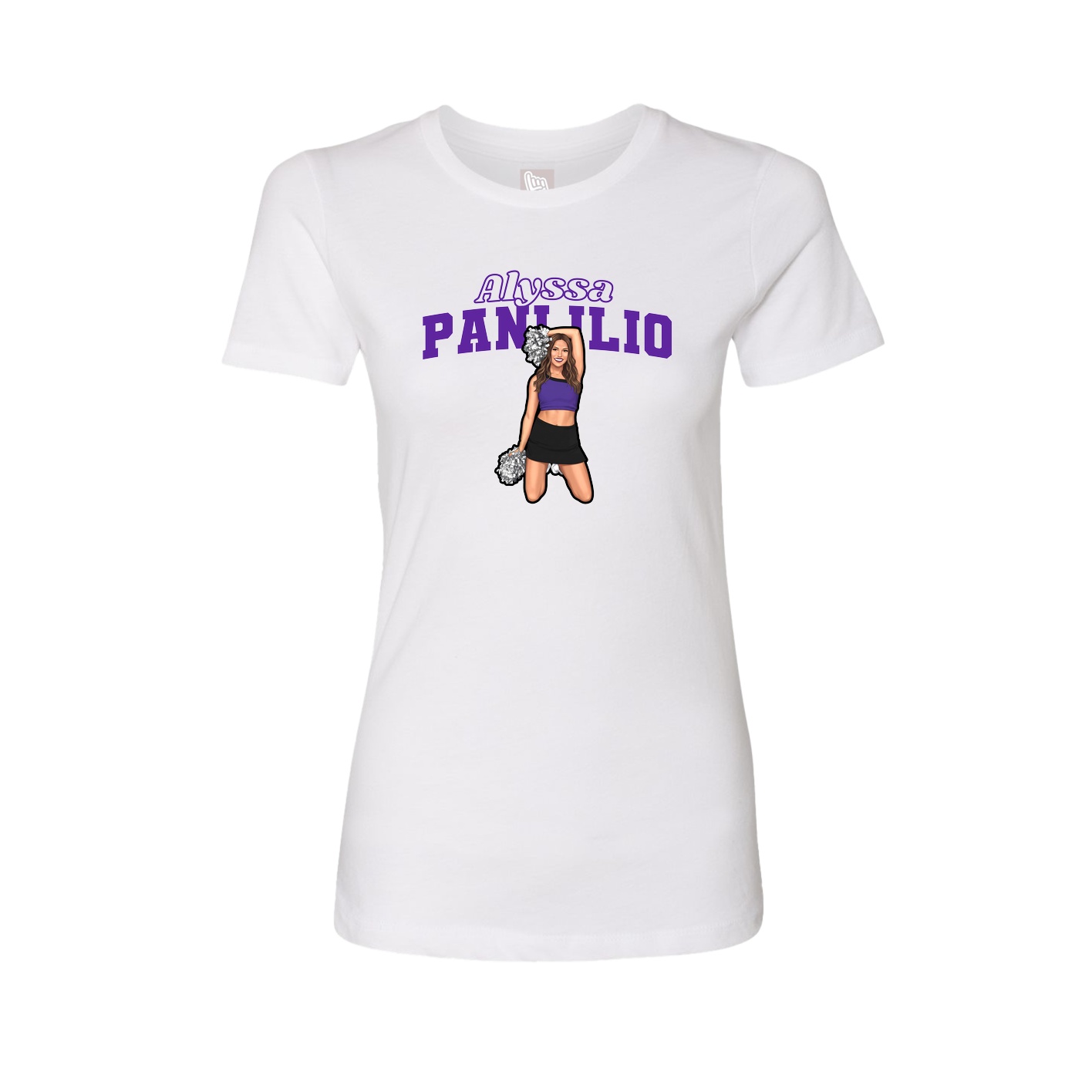 Fitted Women's Tee — Name Arch in White