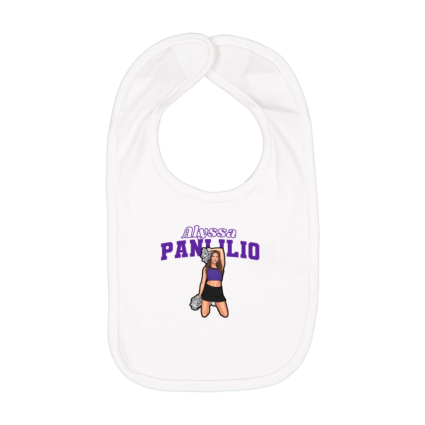 Infant Bib — Name Arch in White