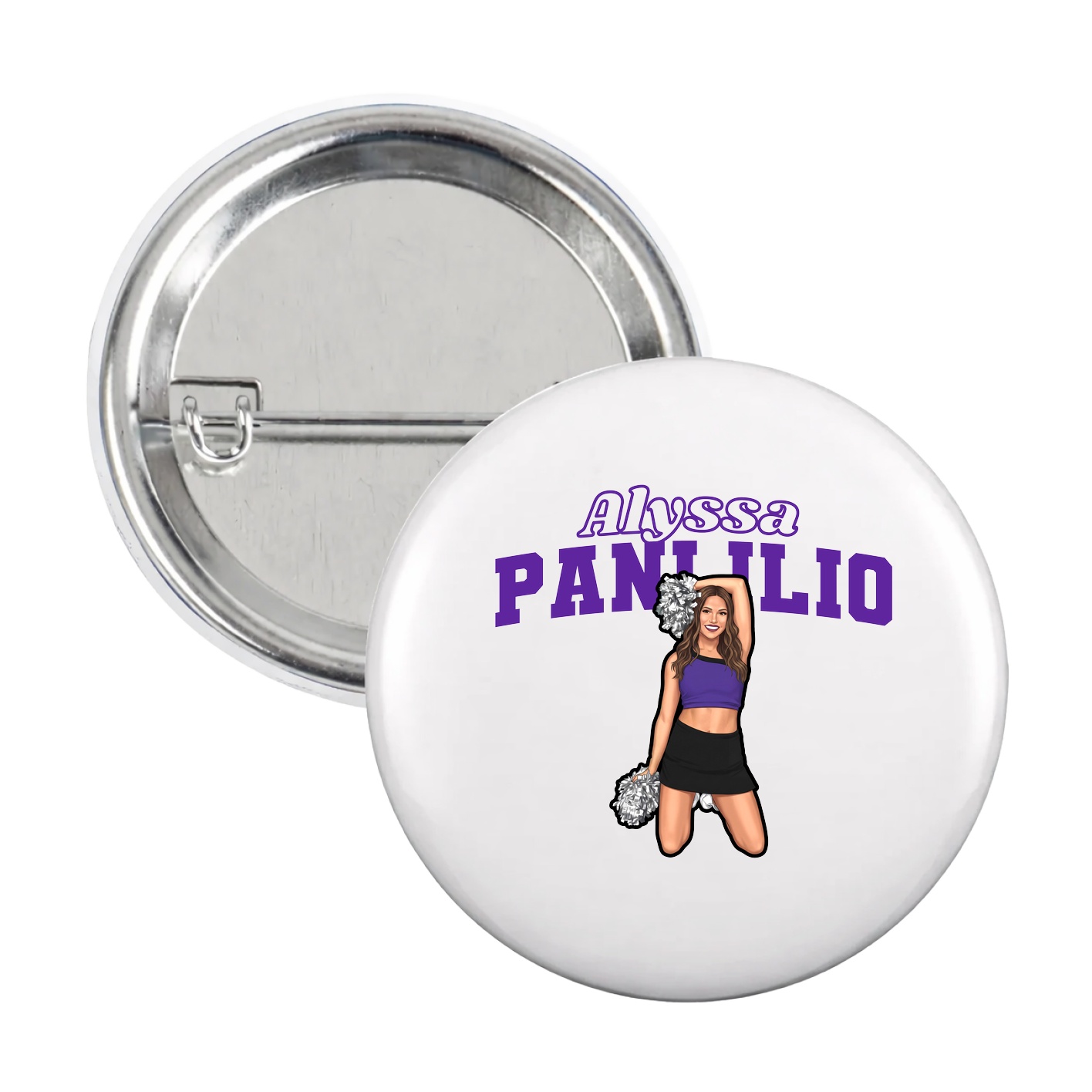 Game Day Button — Name Arch in White