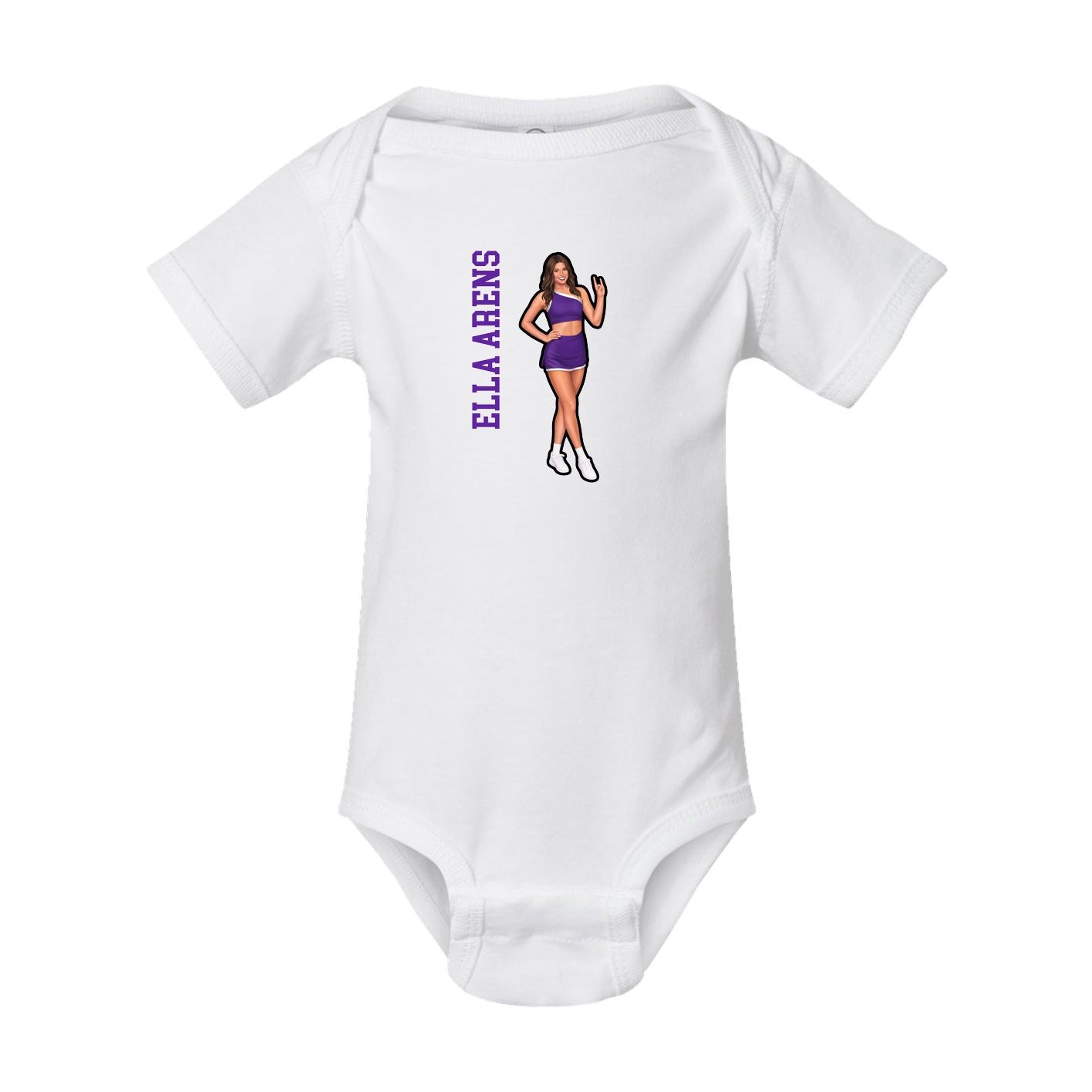 Baby Onesie — Name Vertical in White