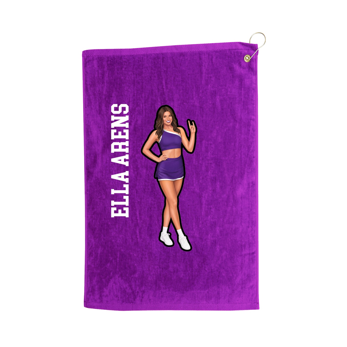 Golf Towel — Name Vertical in Purple
