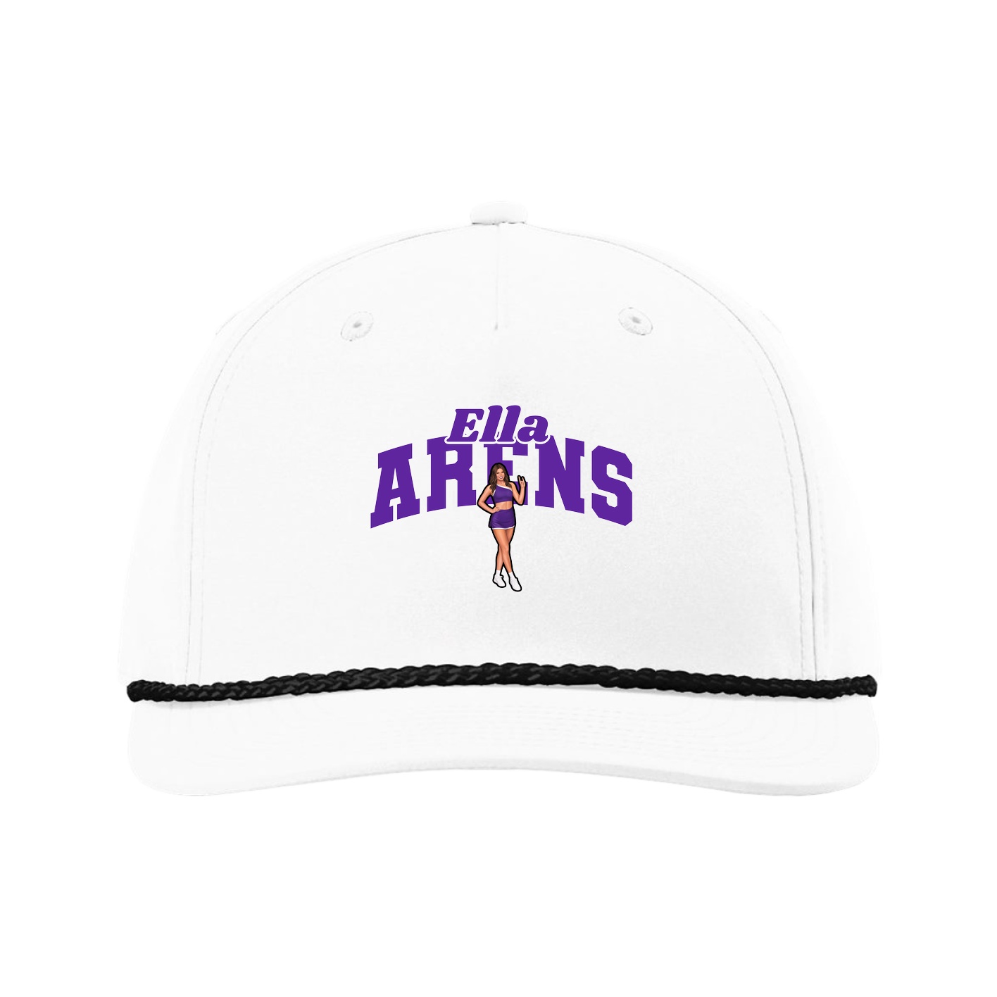 Five-Panel Classic Rope Cap — Signature Arch in White