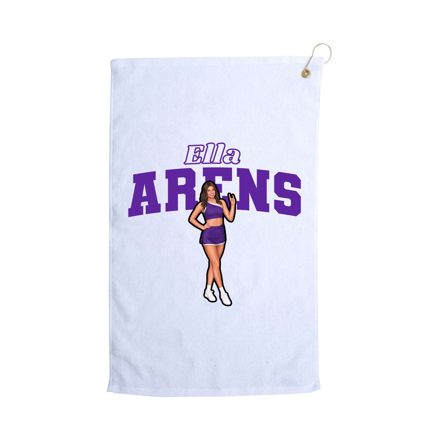 Golf Towel — Name Arch in White