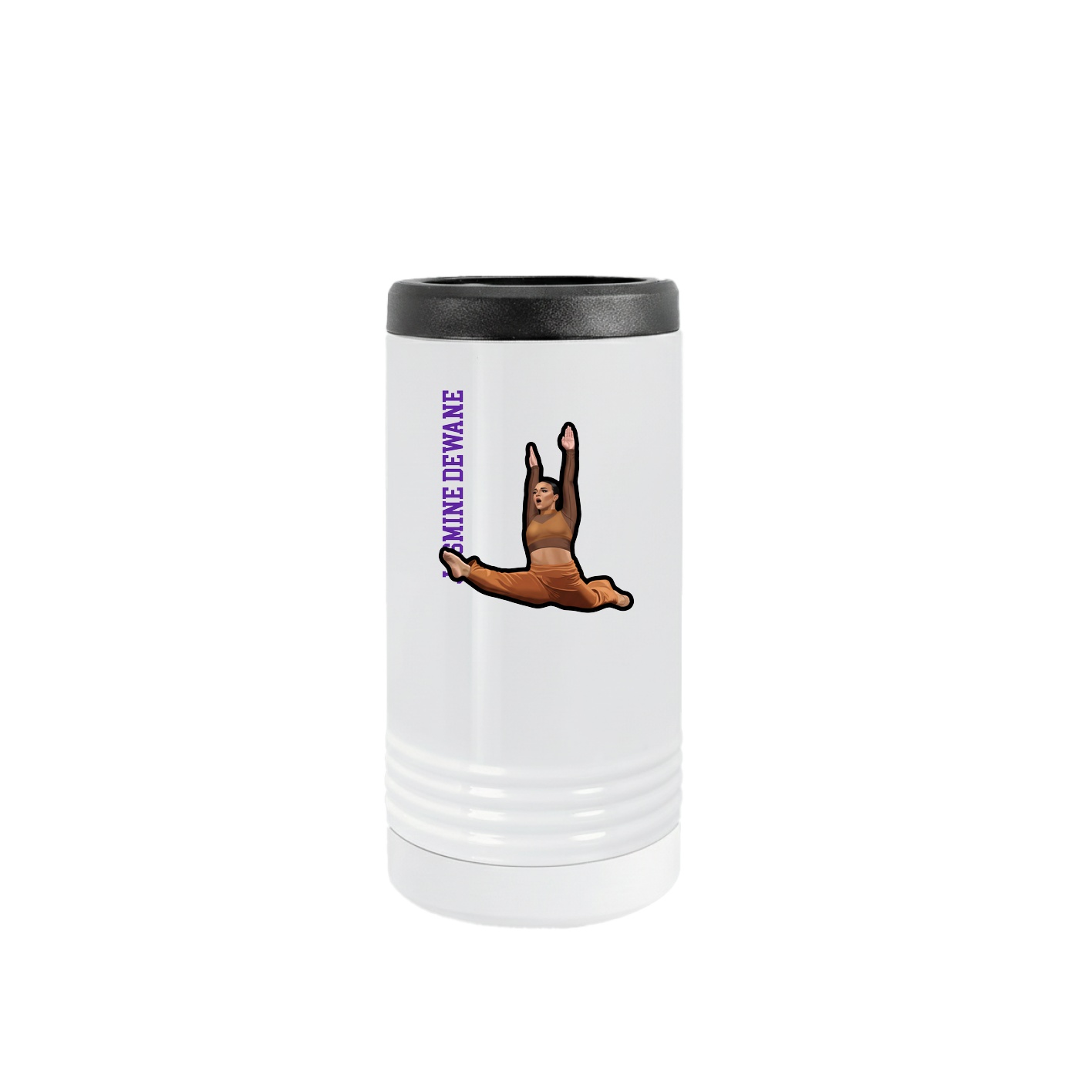 Slim Beverage Holder — Name Vertical in White