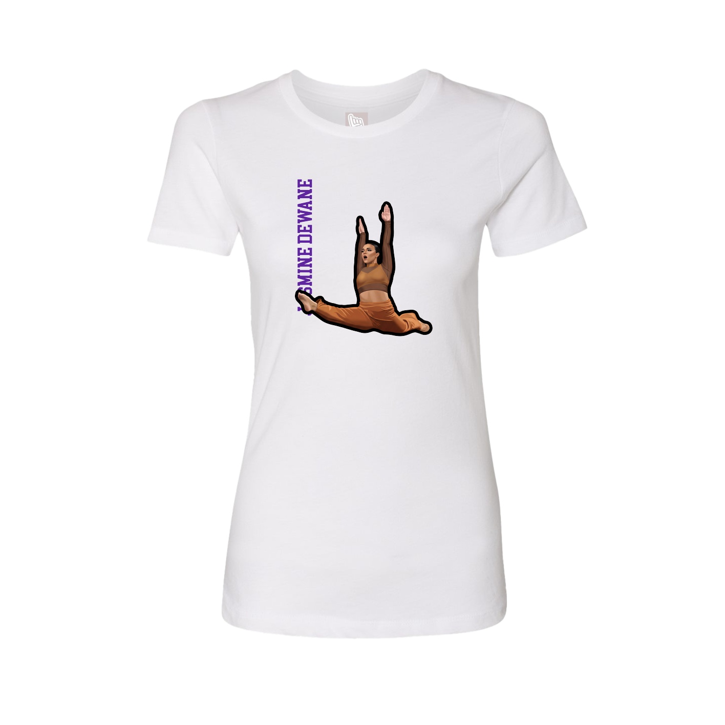 Fitted Women's Tee — Name Vertical in White