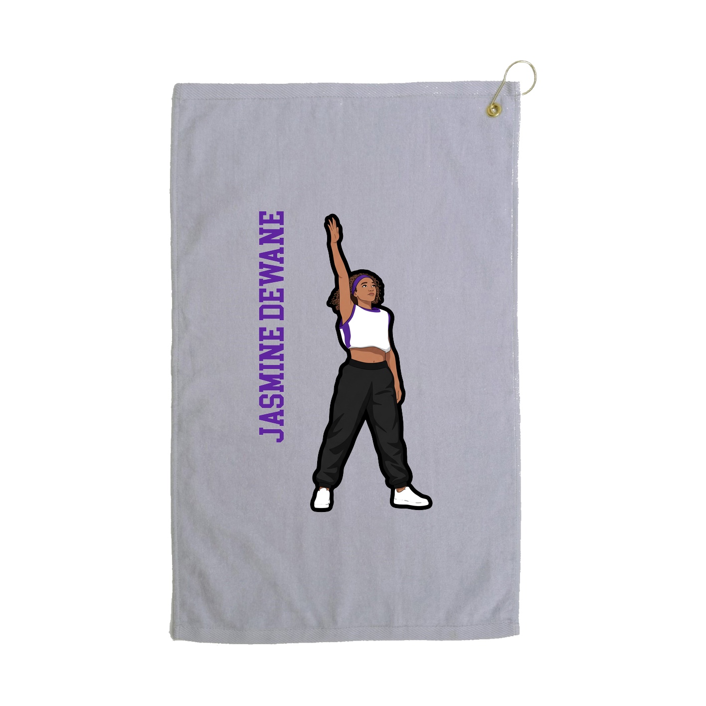 Golf Towel — Name Vertical in Grey