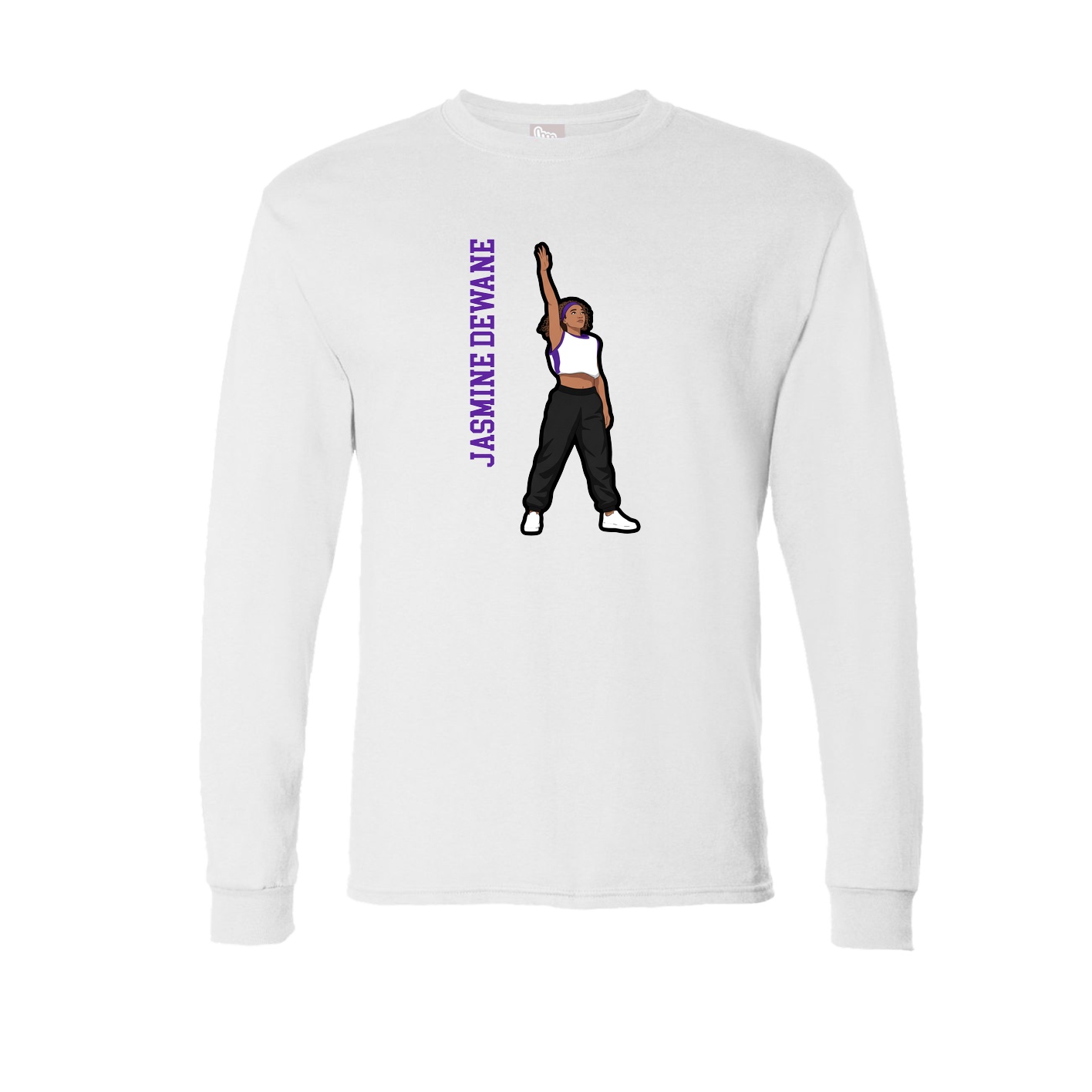 Long Sleeve Tee — Name Vertical in White