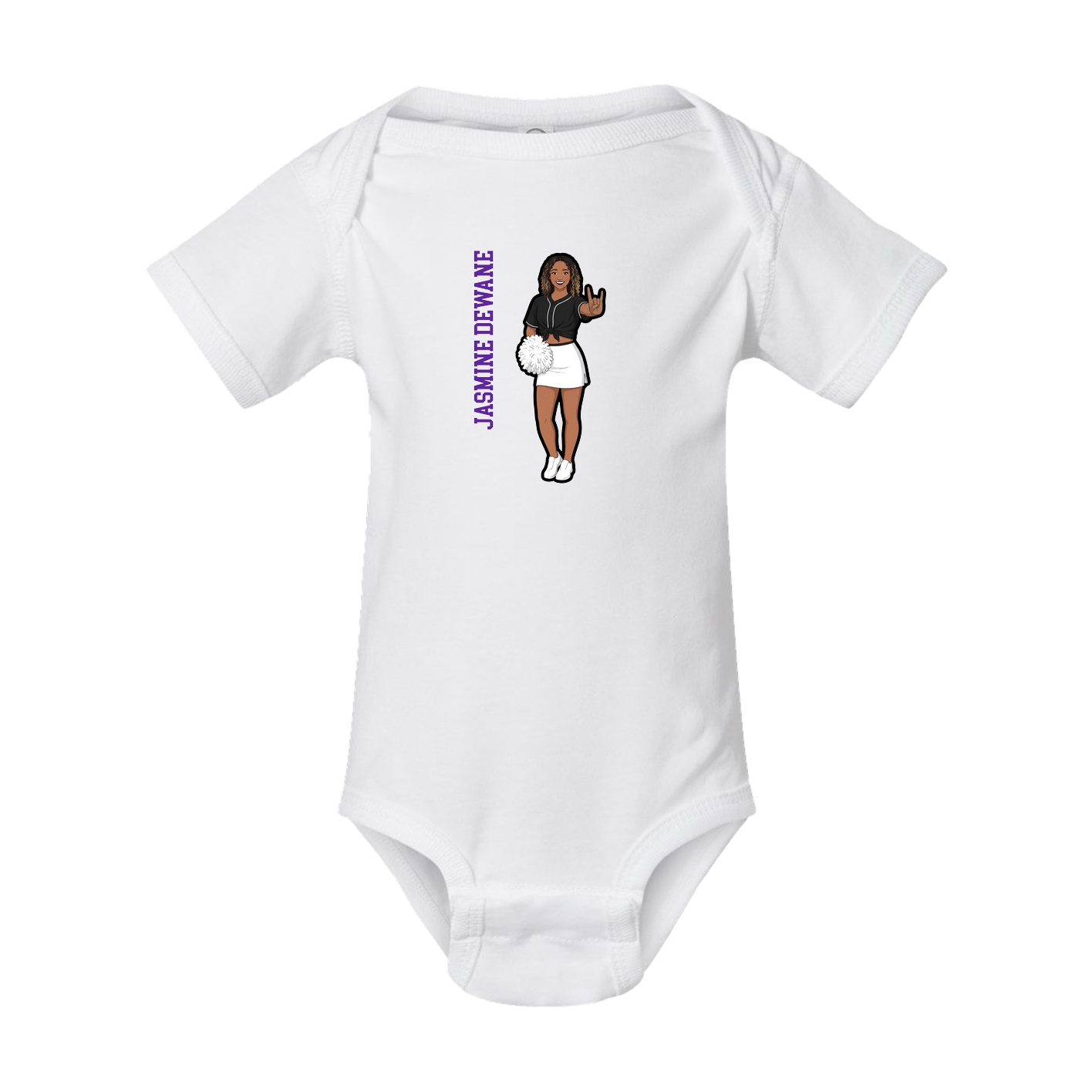Baby Onesie — Name Vertical in White
